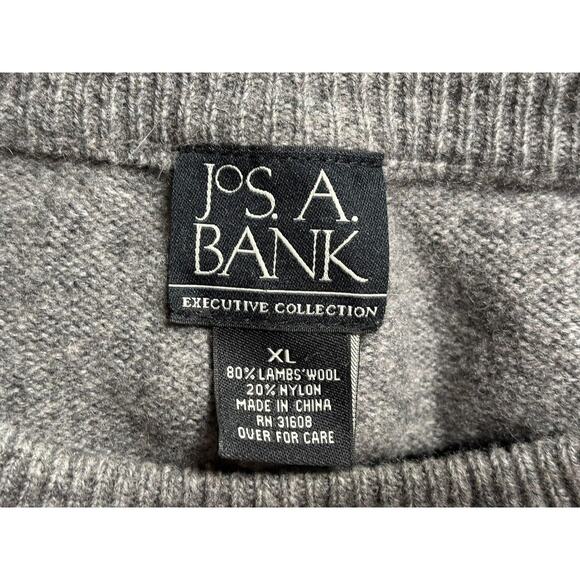 Jos. A. Bank Sweater Mens XL Gray Blue Argyle Lambswool Blend Crewneck Pullove - Picture 3 of 5